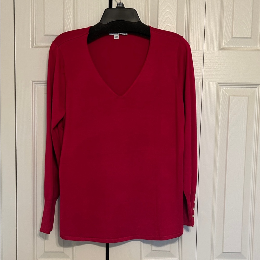 Chico’s V-Neck Pink Long Sleeve Sweater- Sz 2 / 12-14